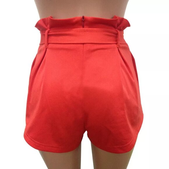 Women Ladies Casual High Waist Summer Shorts Hot Pants w/ Belt Pleated Tailored - Picture 3 of 8